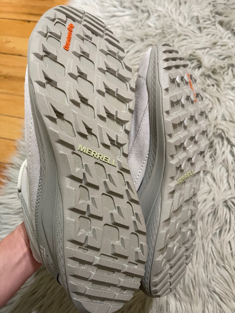 Merrell Women's Light Gray Suede and Mesh Trail Sneakers - Picture 4 of 5